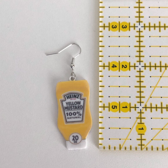 New Yellow Mustard Novelty Earrings Funny Gift Summer BBQ Beach Picnic Cookout - Picture 2 of 5
